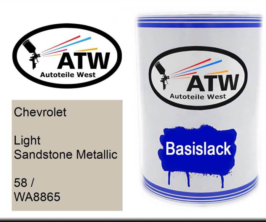 Chevrolet, Light Sandstone Metallic, 58 / WA8865: 500ml Lackdose, von ATW Autoteile West.